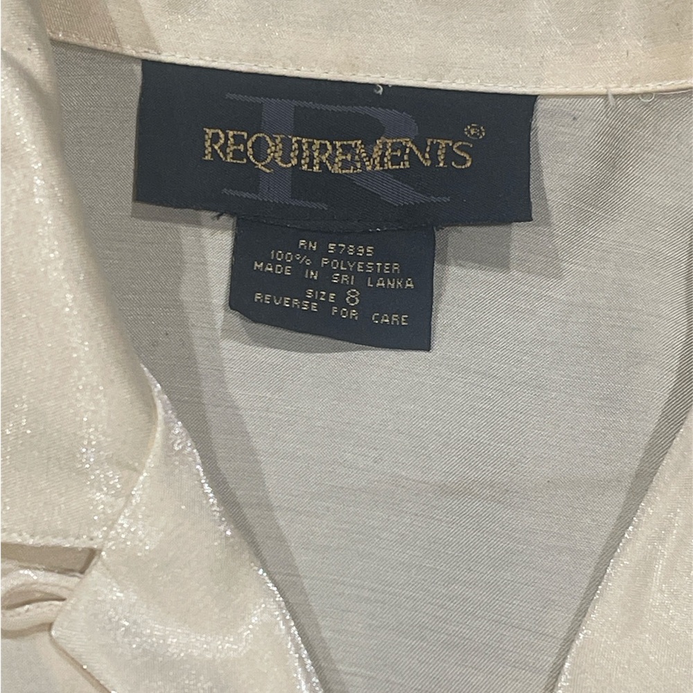 Vintage Requirements Shimmery cream blouse size 8 medium - Picture 4 of 4